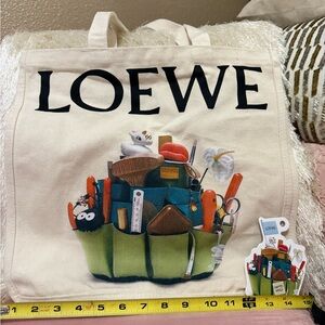 Athentic Loewe Canvas Jumbo Tote Bag with Colorful Design. Crafted World NWT